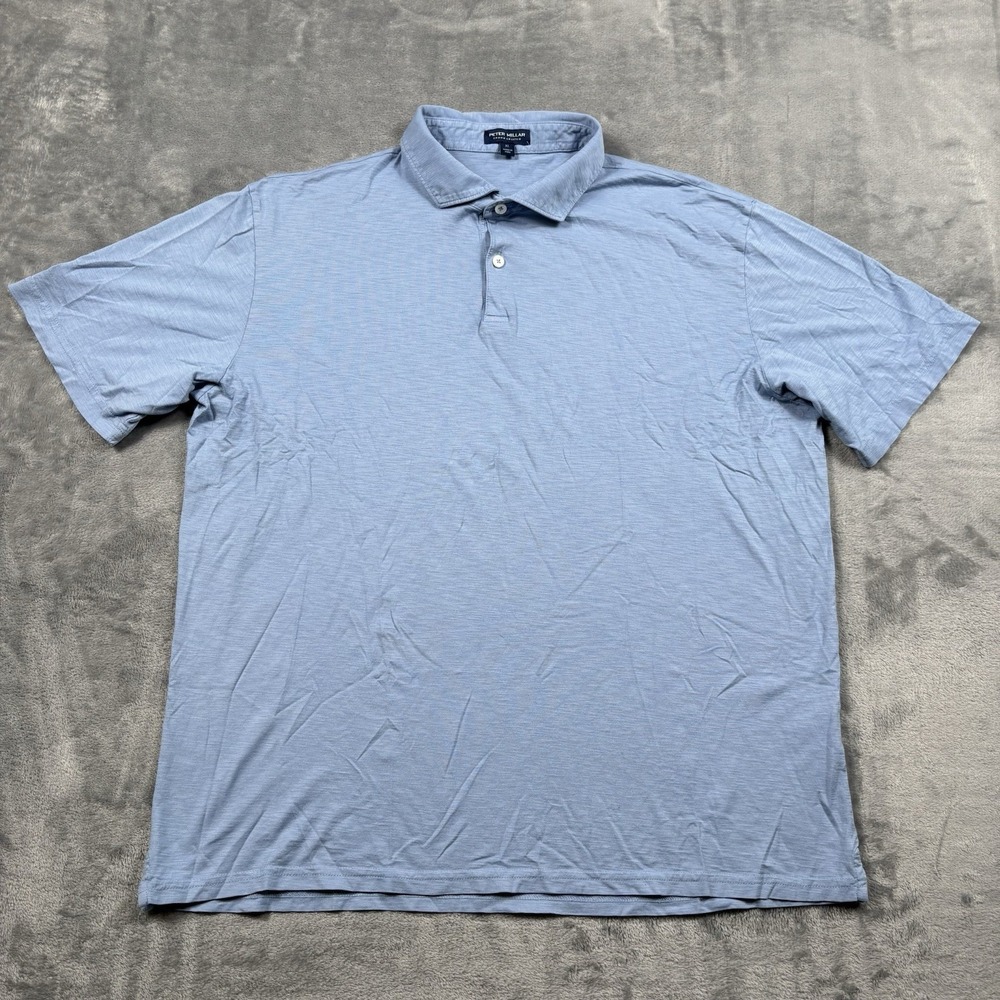 Peter Millar Crown Crafted Journeyman Shirt Mens XL Blue Pima Cotton Polo
